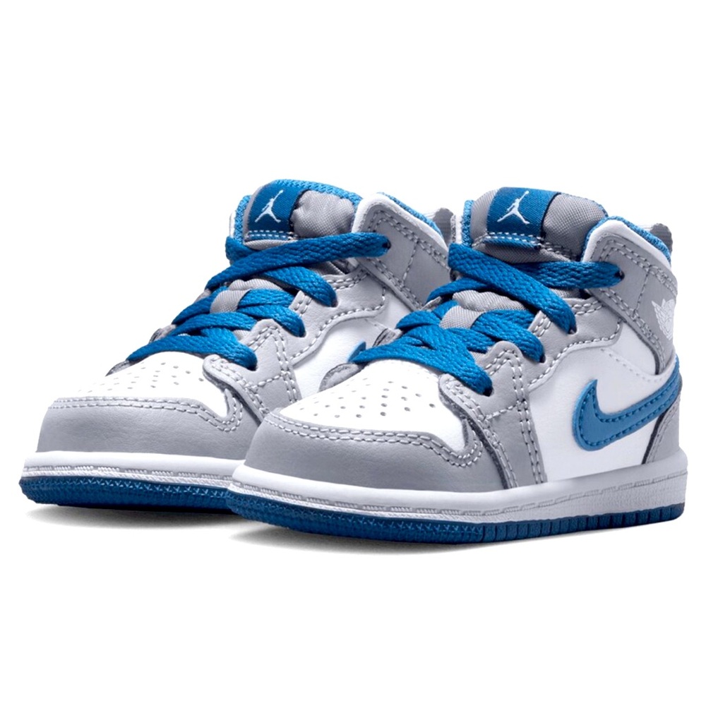 New With Box Toddler Air Jordan Mid 1 Sz 5 Cement Grey-True Blue-White